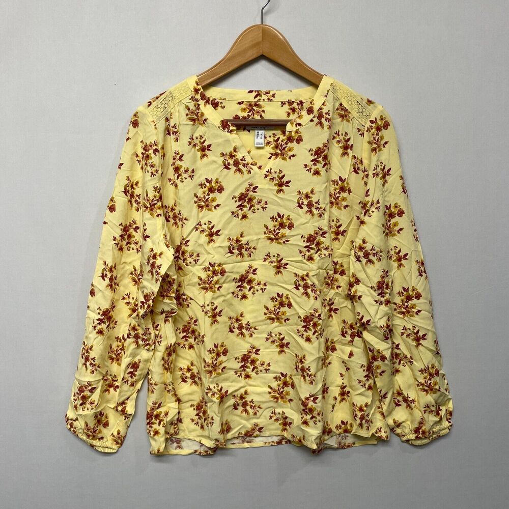 D&Co Denim & Co. Women Long Sleeve Blouse Top Shirt Size Large Floral M225 -8